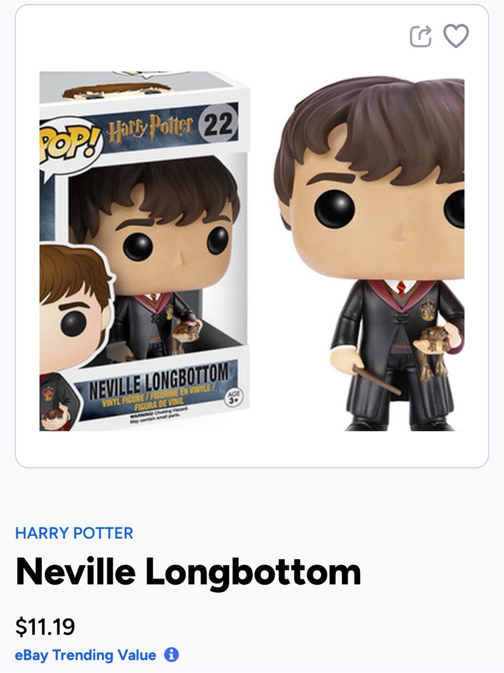 Funko Pop! Neville Longbottom Vinyl Figure - Brown Hair, Black Robe- 22